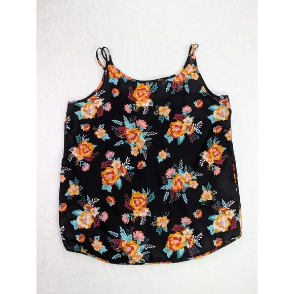 Pink Rose Vintage Large Faux Wrap Tank w/Vibrant Floral Print - Picture 6 of 10